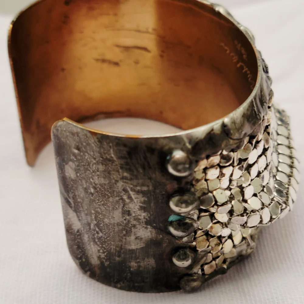 Mikal Winn Designs Silver Mesh Cuff, Signed - Picture 3 of 5